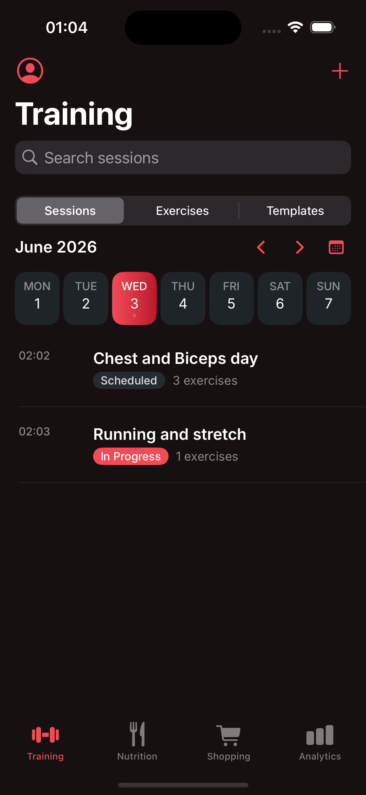 Essentials Training screen
